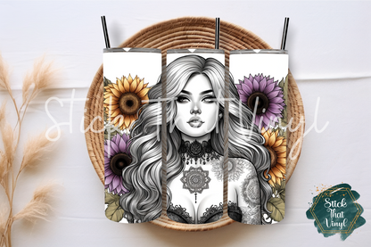 Monochrome Tattoo Girl 20oz Tumbler Sublimation Wrap