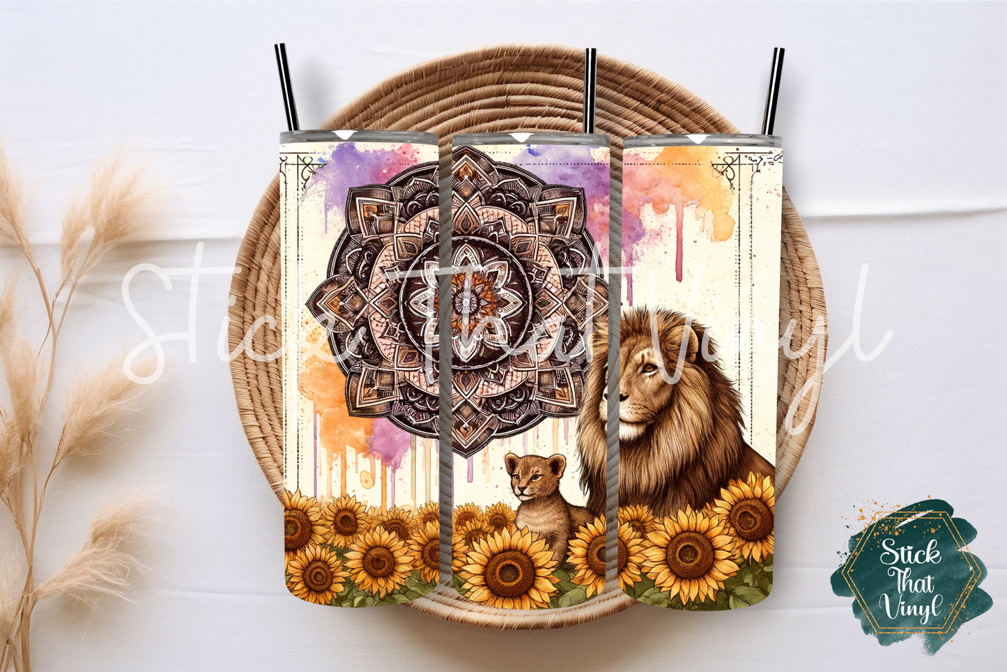 Mandala Lion 20oz Tumbler Sublimation Wrap