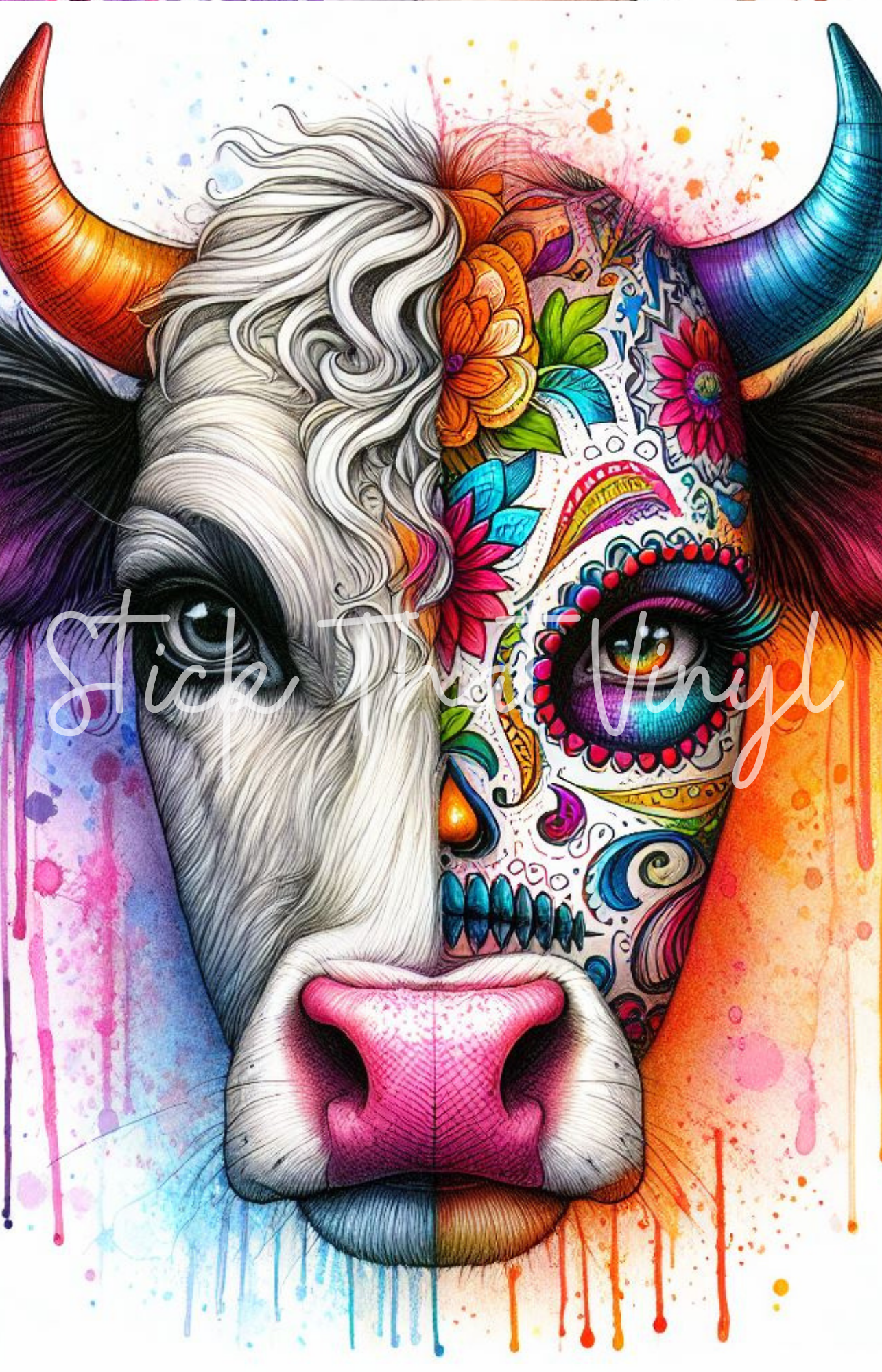 Day of The Dead Cow Phone Sublimation Transfer