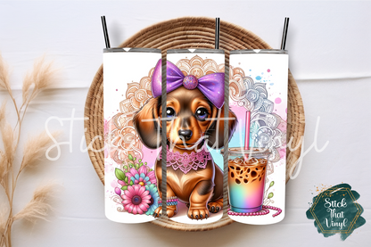 Dachshund Frappé 20oz Tumbler Sublimation Wrap