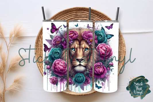 Floral Lion 20oz Tumbler Sublimation Wrap