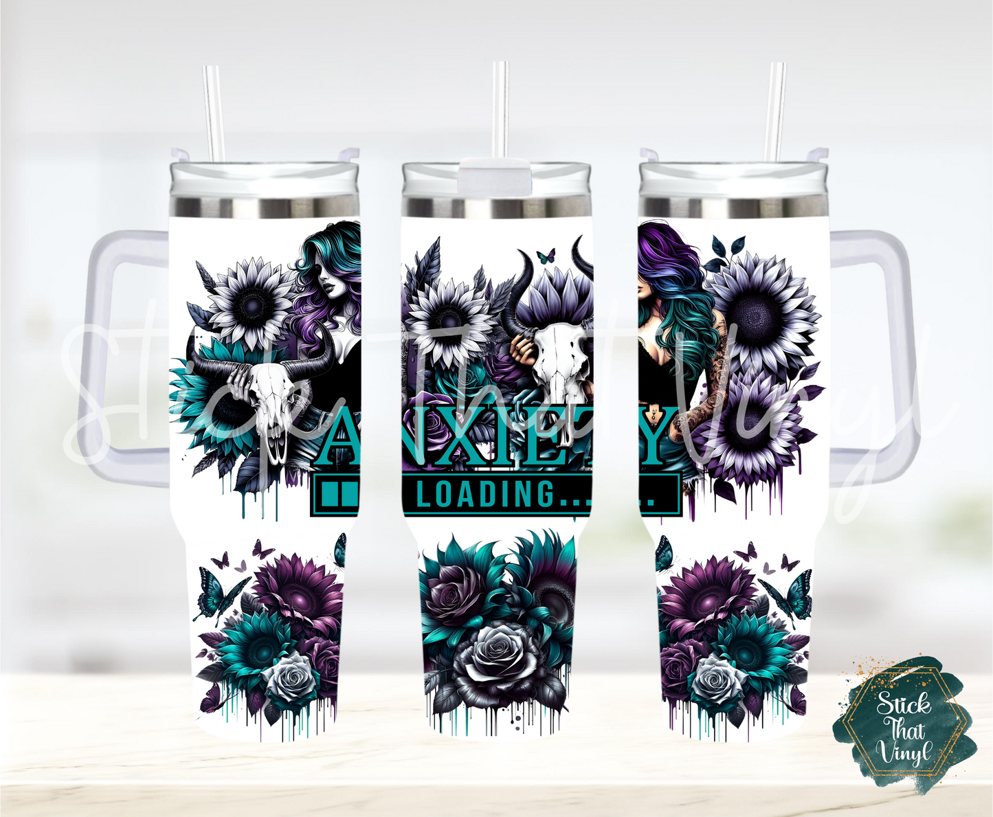 Anxiety Loading 40oz Tumbler Sublimation Wrap