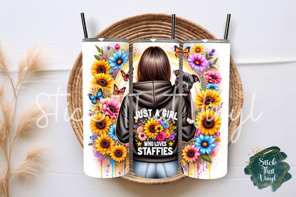 Girl Who Loves Staffies 20oz Tumbler Sublimation Wrap