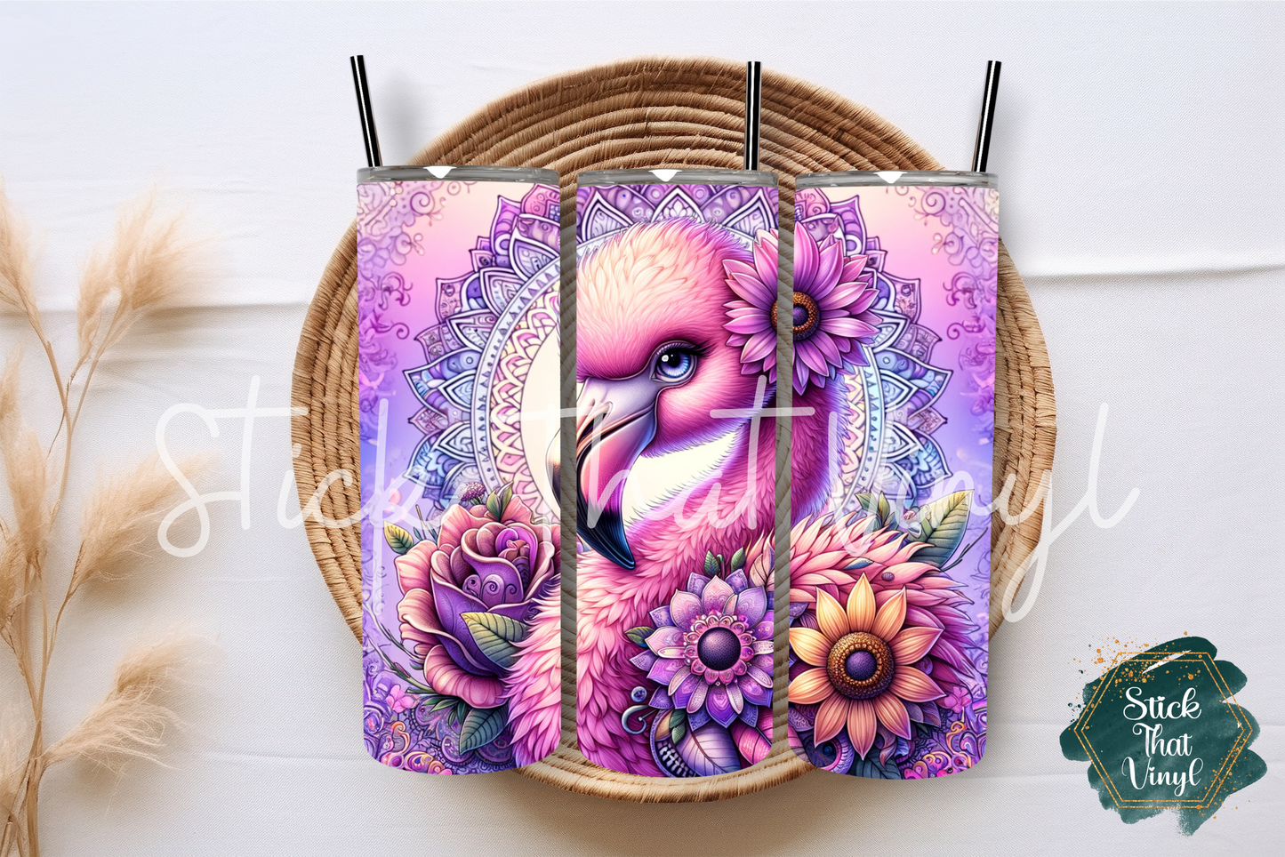 Mandala Flamingo 20oz Tumbler Sublimation Wrap