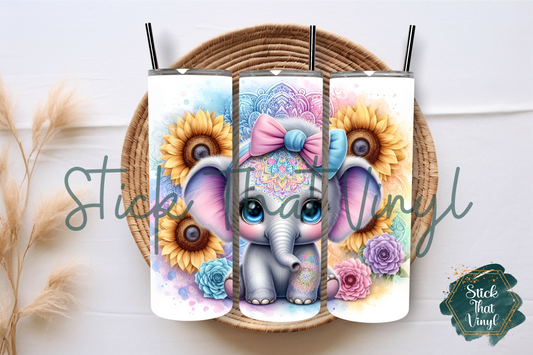 Pastel Elephant 20oz Tumbler Sublimation Wrap