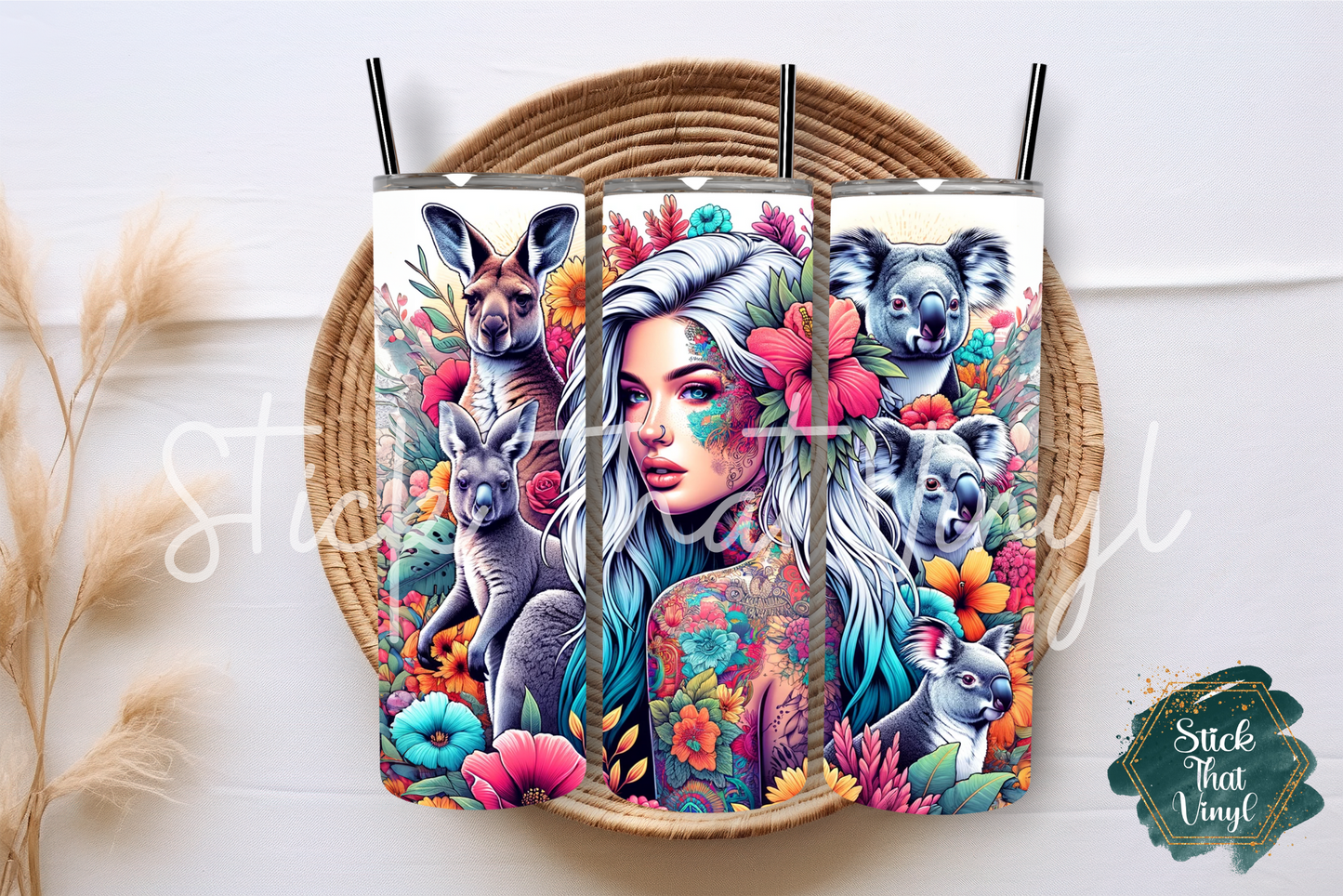 Australian Girl 20oz Tumbler Sublimation Wrap