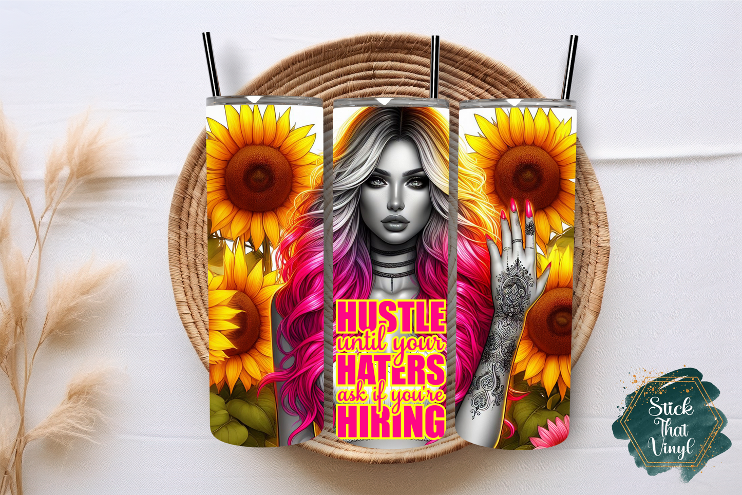 Sunflower Hustle 20oz Tumbler Sublimation Wrap