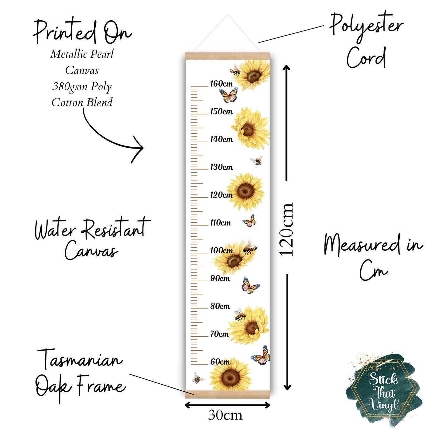 Sunflower and Bees Height Chart