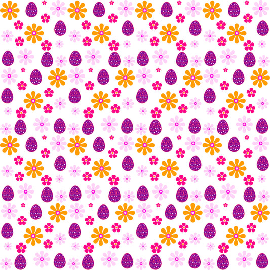 Retro Easter Egg and Flower Patterned Vinyl