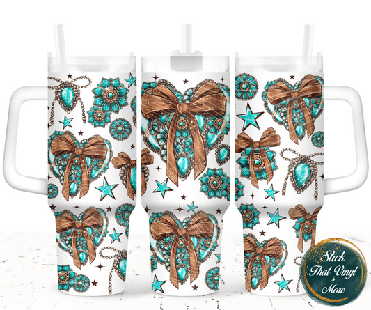 Teal Conchos 40oz Tumbler Sublimation Wrap