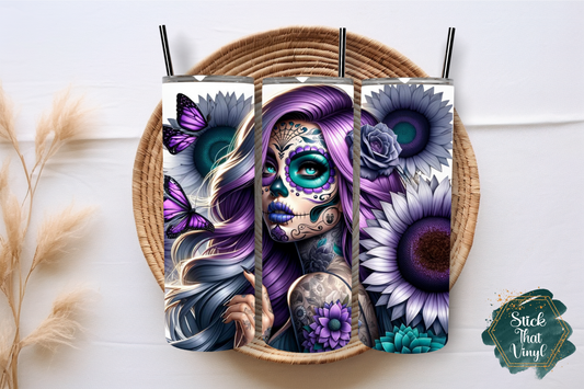 Day of The Dead Girl 20oz Tumbler Sublimation Wrap