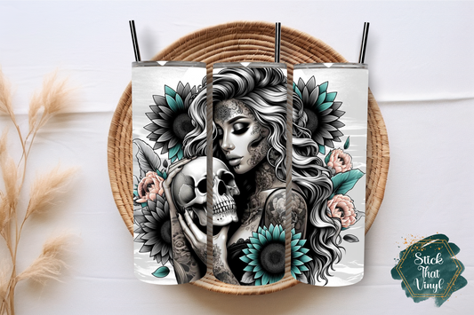 Skull Girl 20oz Tumbler Sublimation Wrap