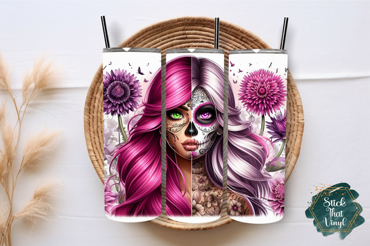 Pink Tattoo Girl 20oz Tumbler Sublimation Wrap