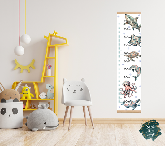 Sea Animals Boho Height Chart