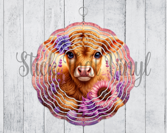 Floral Moo Cow Wind Spinner Sublimation Transfer