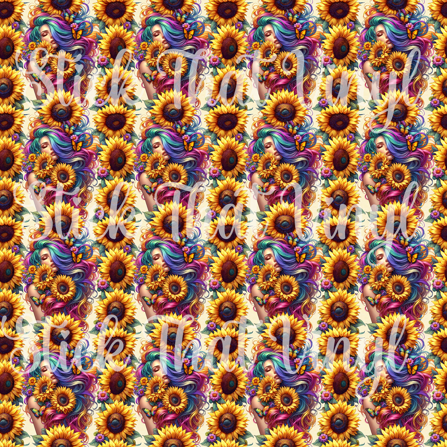 Sunflower Beauty Girl Patterned Vinyl