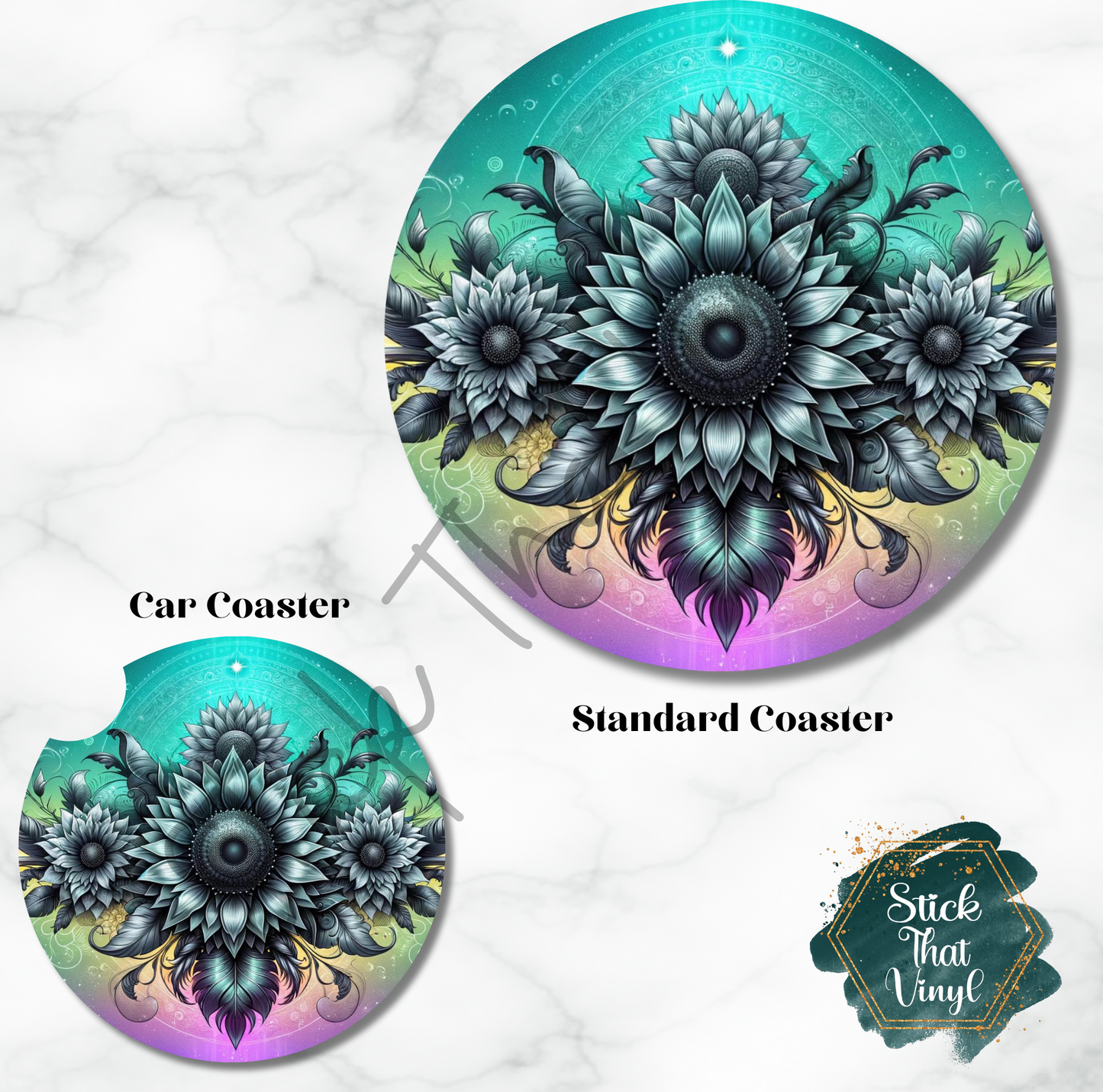 Blue Floral Coaster Sublimation Transfer