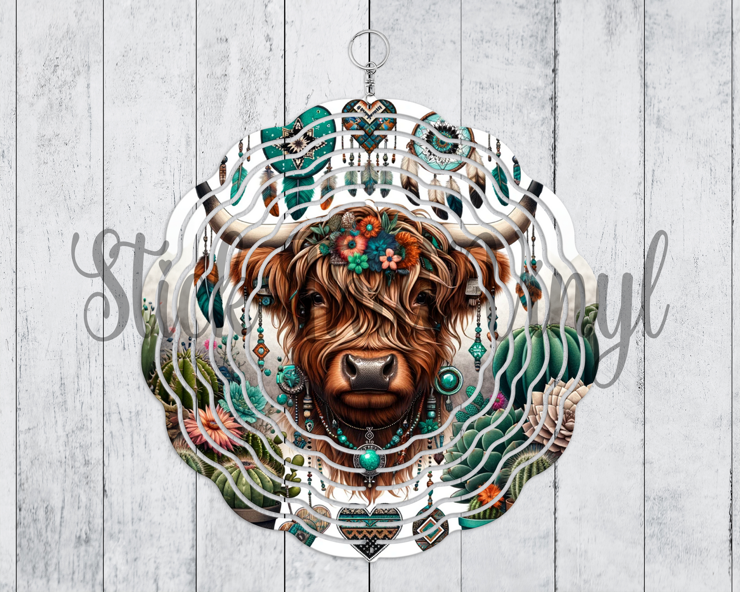 Boho Cow Wind Spinner Sublimation Transfer