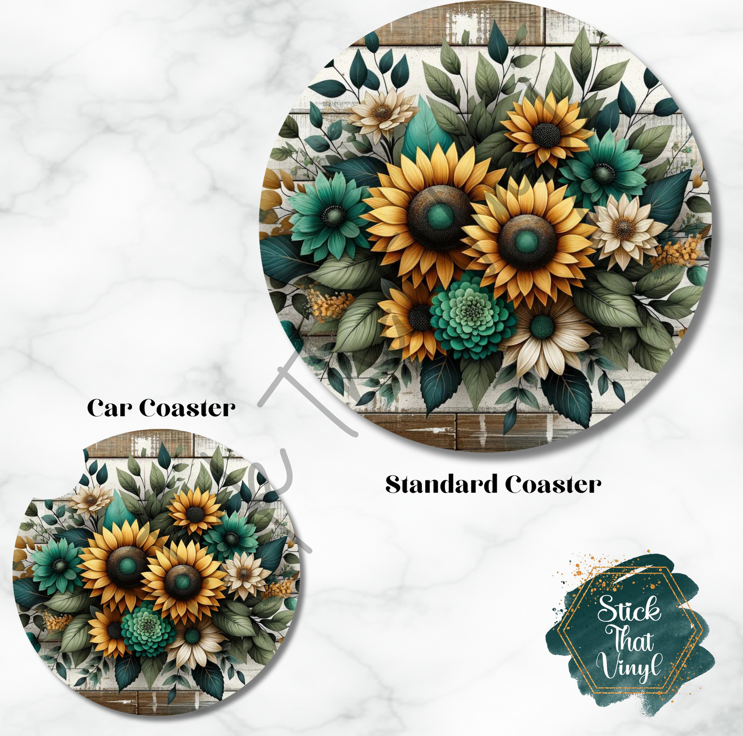 Country Sunflower Coaster Sublimation Transfer