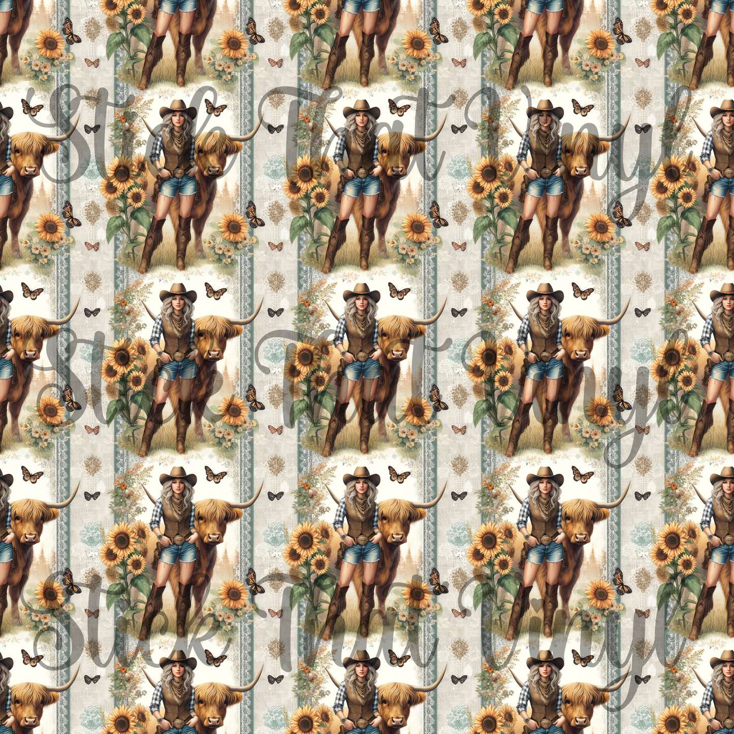 Cow Girl Patterned Vinyl