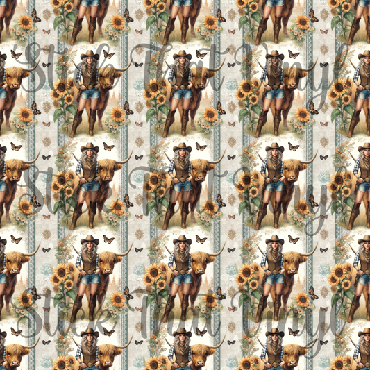 Cow Girl Patterned Vinyl