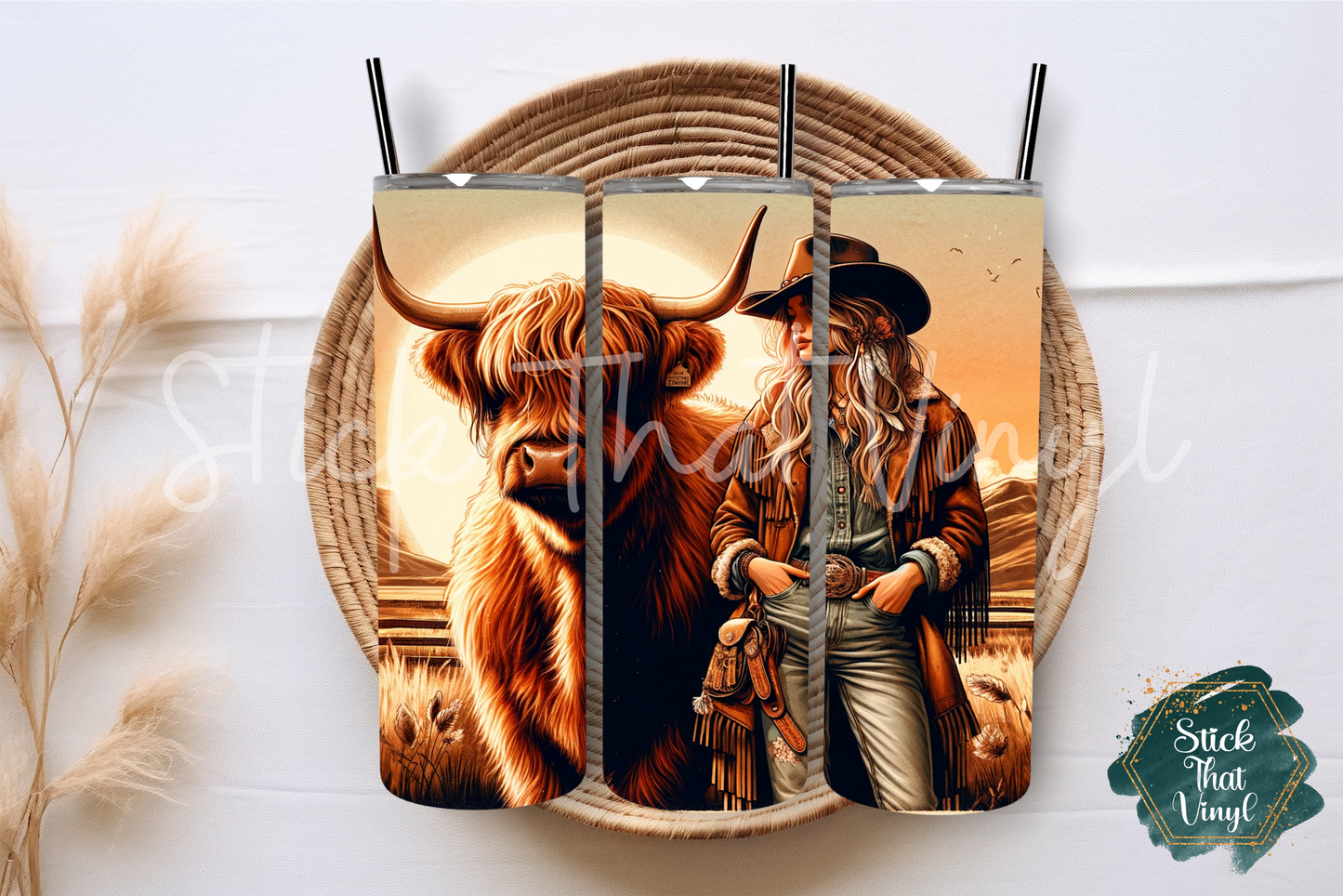 Cowgirl & Highland Cow 20oz Tumbler Sublimation Wrap