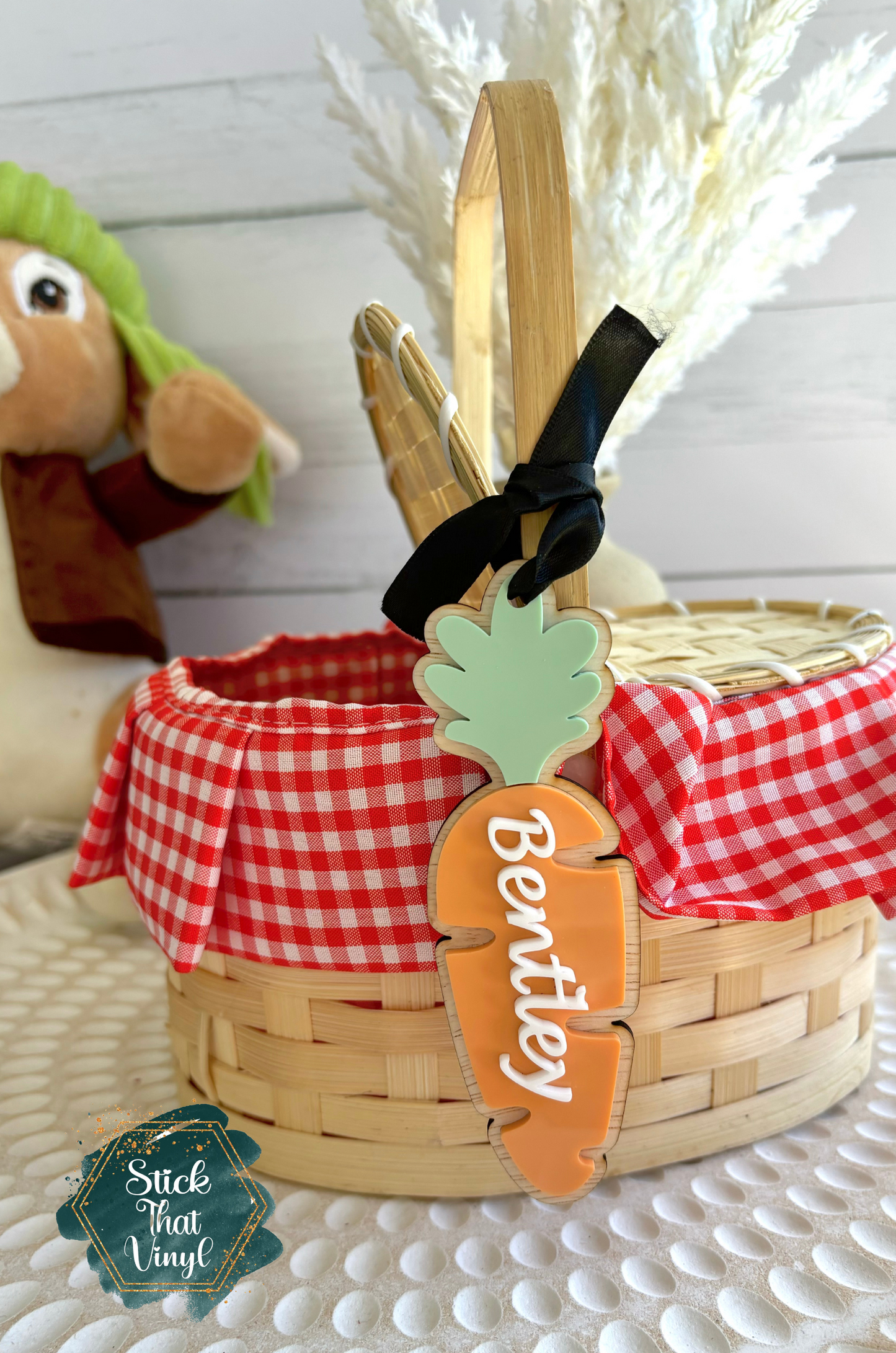 Wooden Easter Carrot Personalised Tag