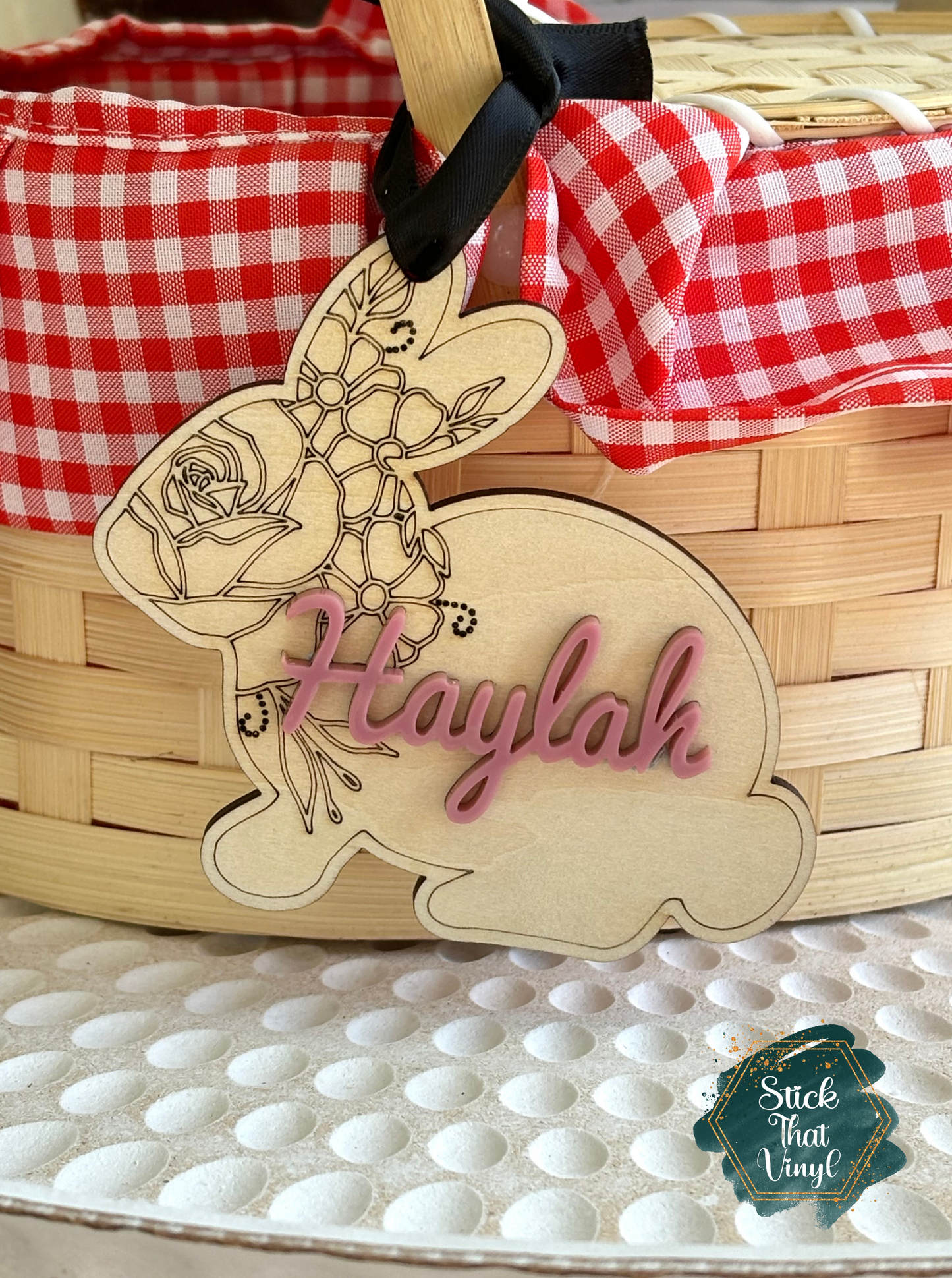 Wooden Easter Bunny Personalised Tag