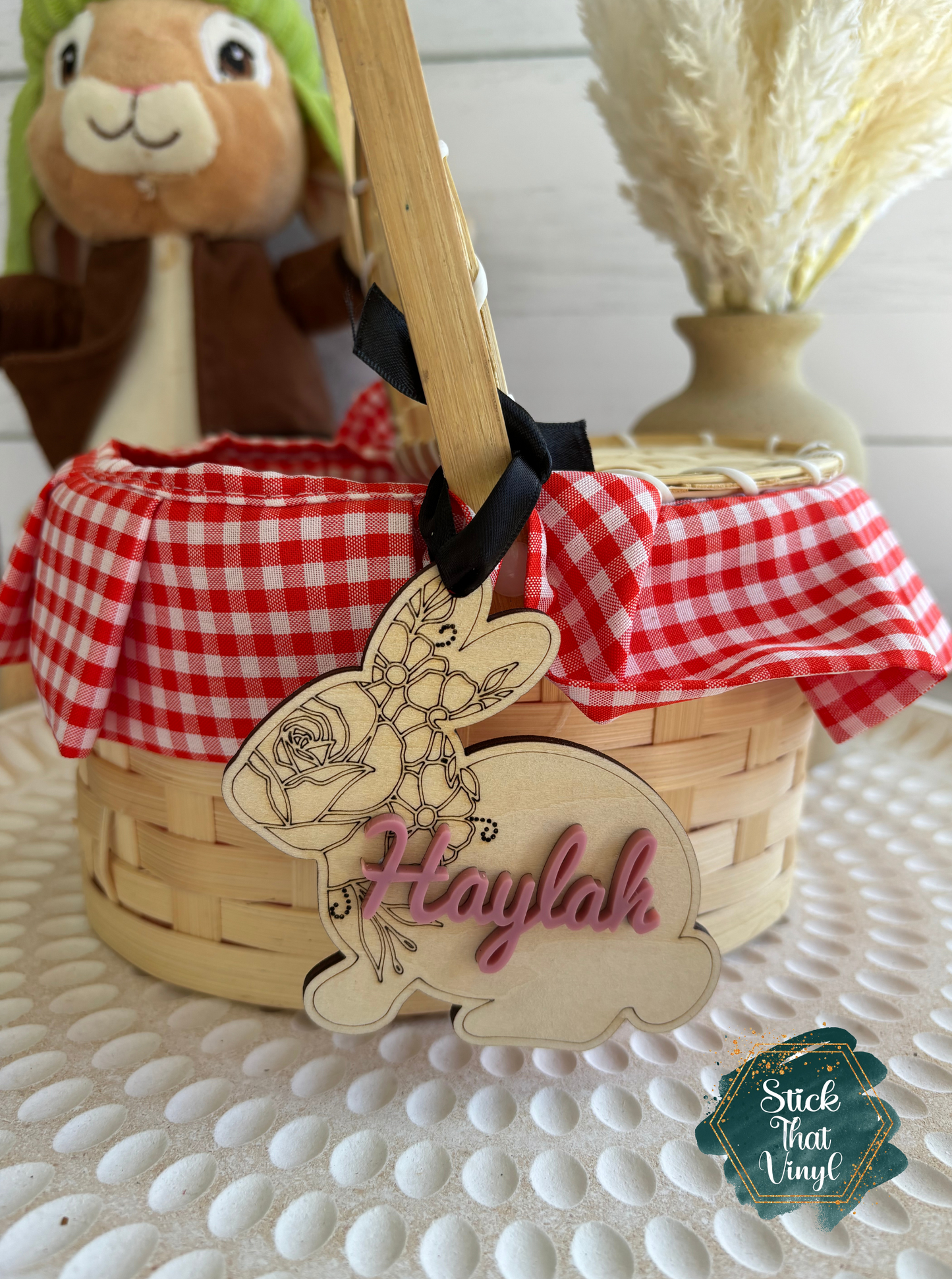 Wooden Easter Bunny Personalised Tag