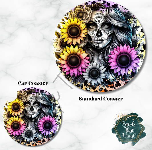 Floral DOD Girl Coaster Sublimation Transfer