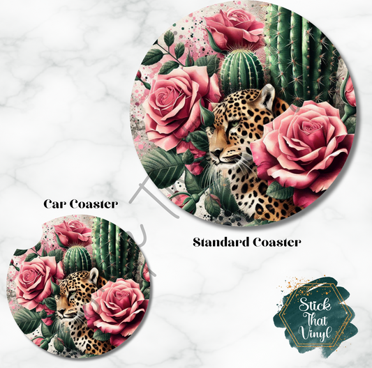 Floral Cactus Design 3 Coaster Sublimation Transfer