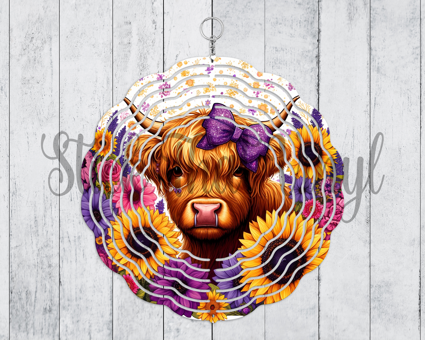 Floral Highland Wind Spinner Sublimation Transfer