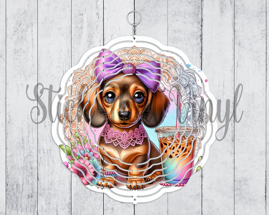 Frappé Dachshund Wind Spinner Sublimation Transfer