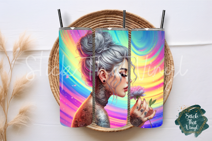 Retro Tattoo Girl 20oz Tumbler Sublimation Wrap