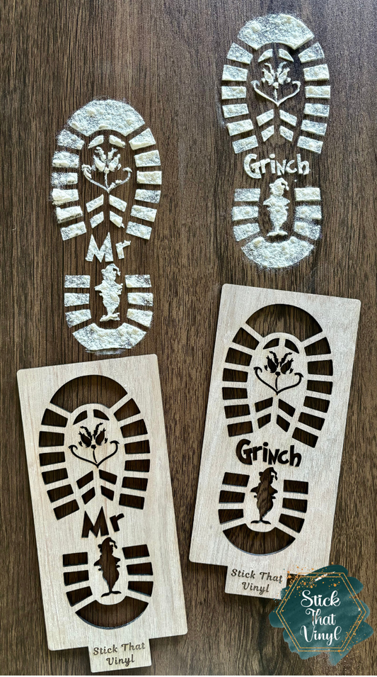 Grinch Footprint Christmas Stencil