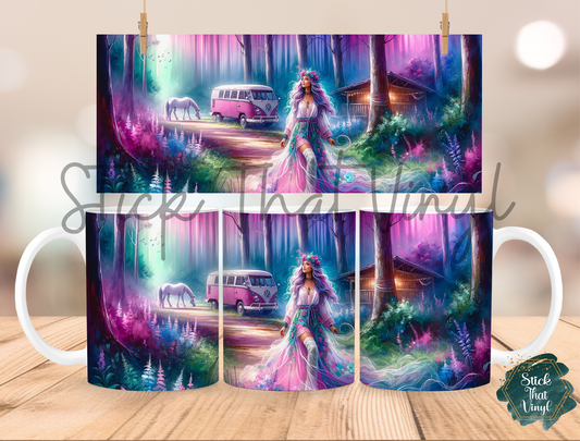 Hippie Girl Design 2 Mug Sublimation Wrap