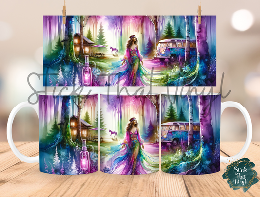 Hippie Girl Design 3 Mug Sublimation Wrap