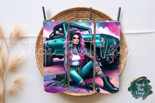 Jeep Girl Design 1 20oz Tumbler Sublimation Wrap