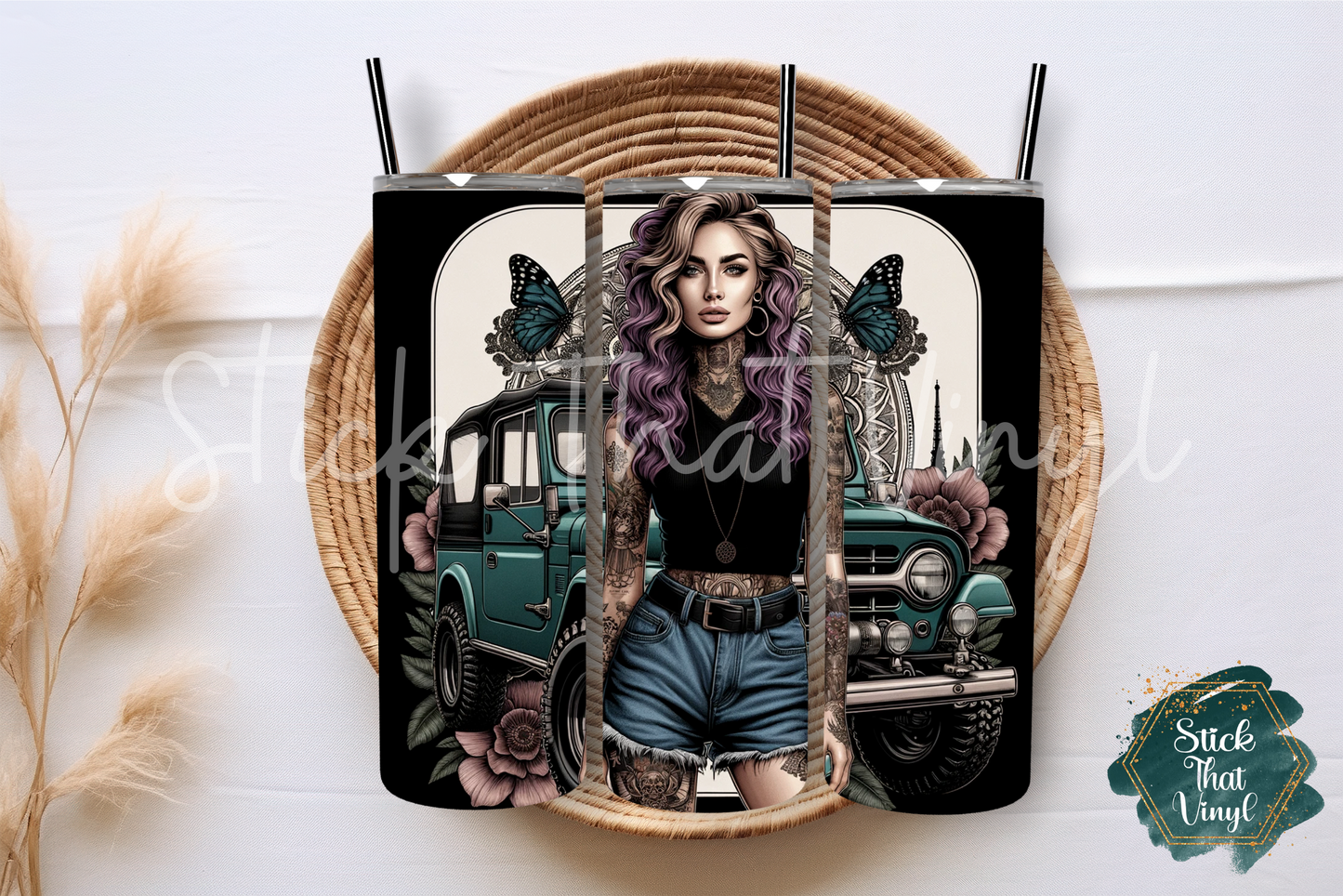 Boho Jeep Girl 20oz Tumbler Sublimation Wrap