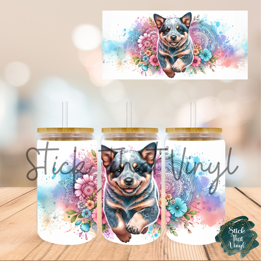 Mandala Cattle Dog 16oz Tumbler Sublimation Wrap