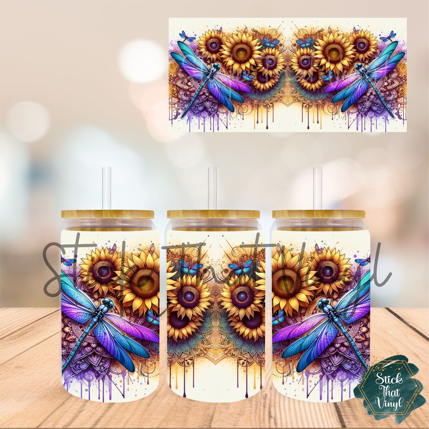 Mandala Dragon Fly 16oz Tumbler Sublimation Wrap