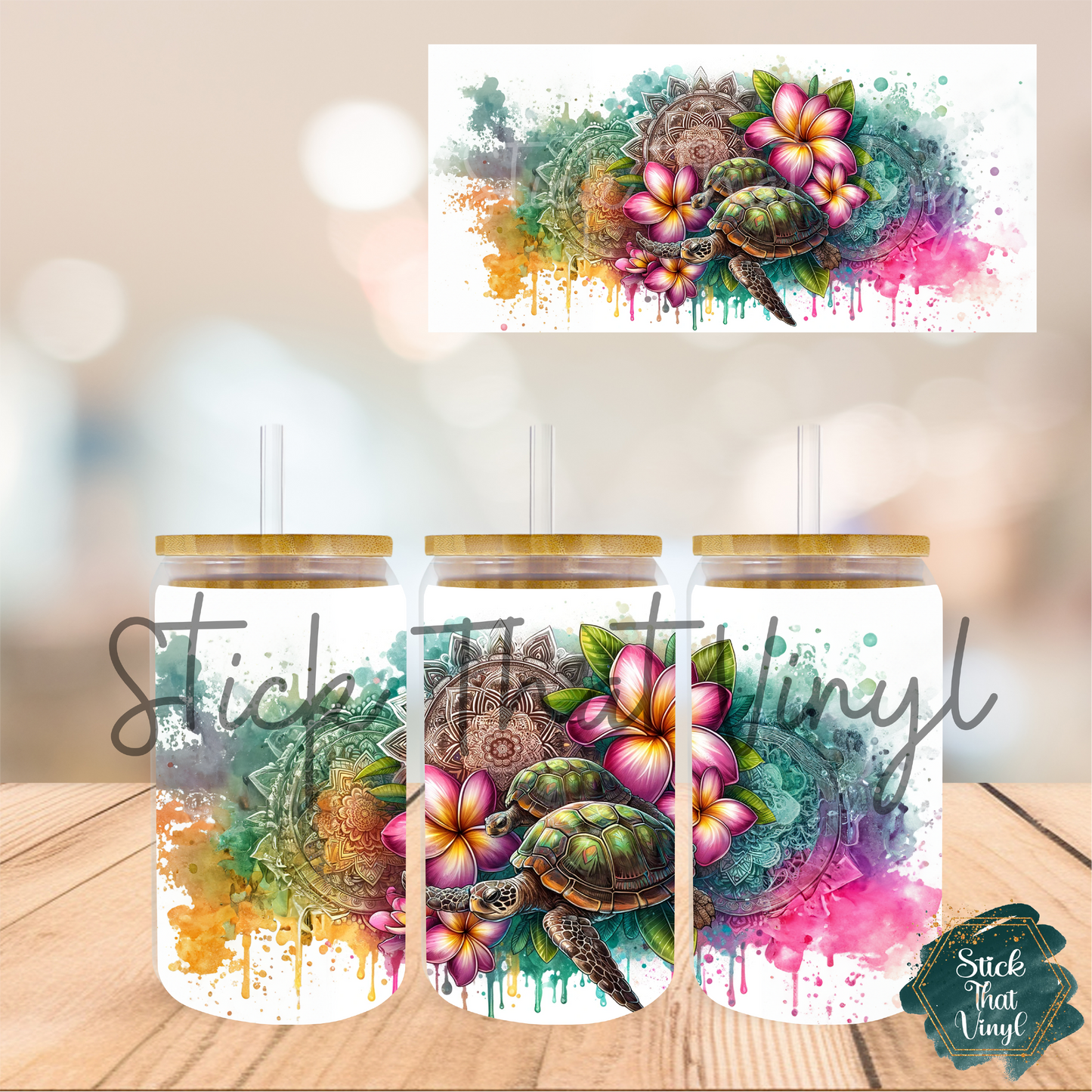 Mandala Turtles 16oz Tumbler Sublimation Wrap