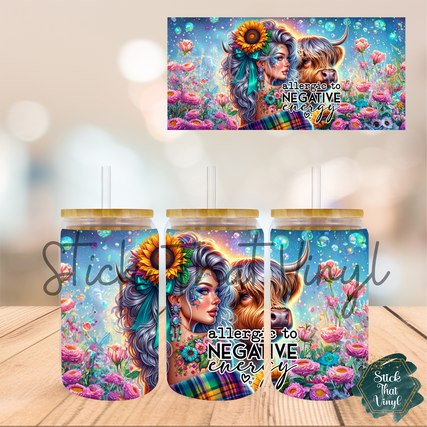 Allergic To Negative Energy 16oz Tumbler Sublimation Wrap