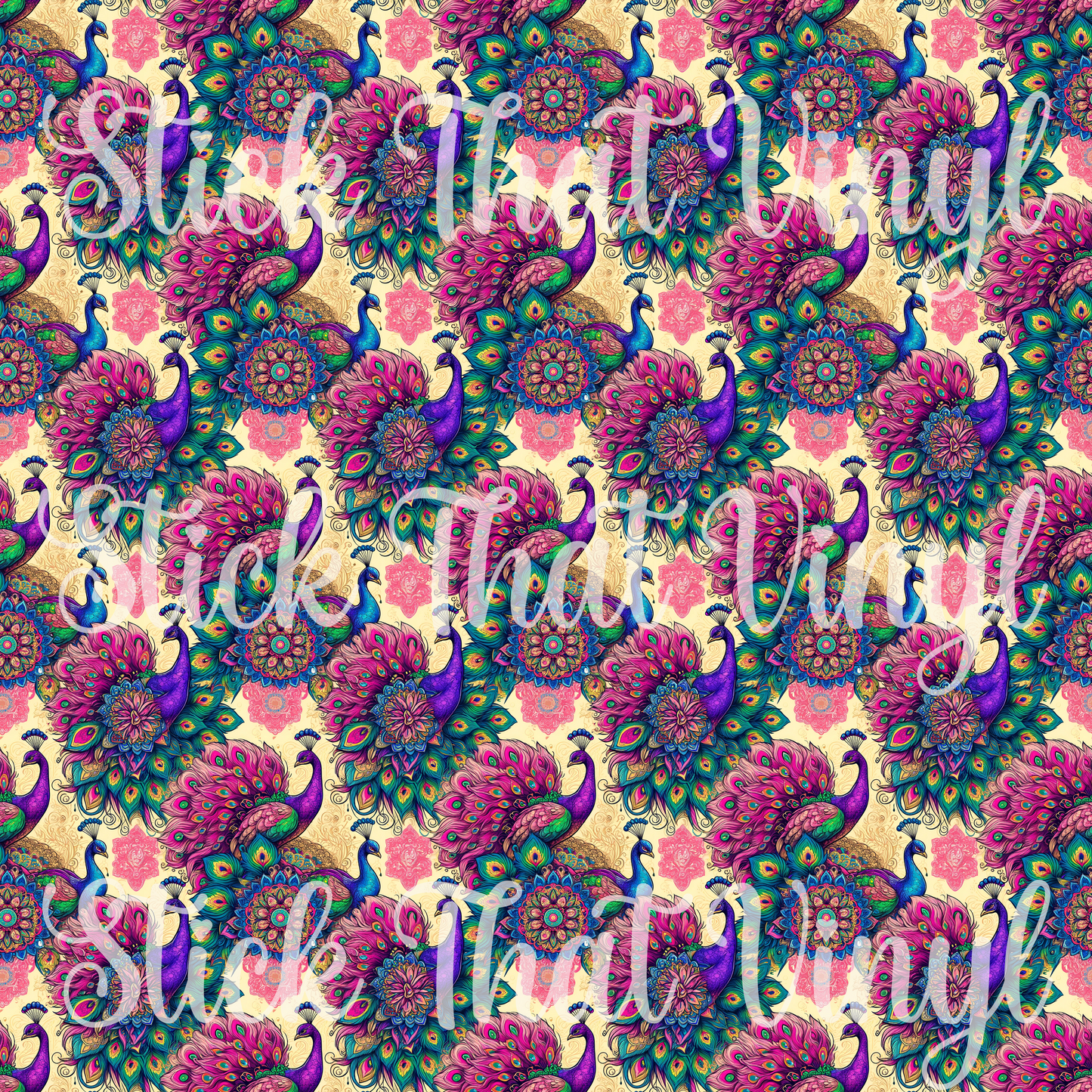 Pink & Purple Peacock Patterned Vinyl