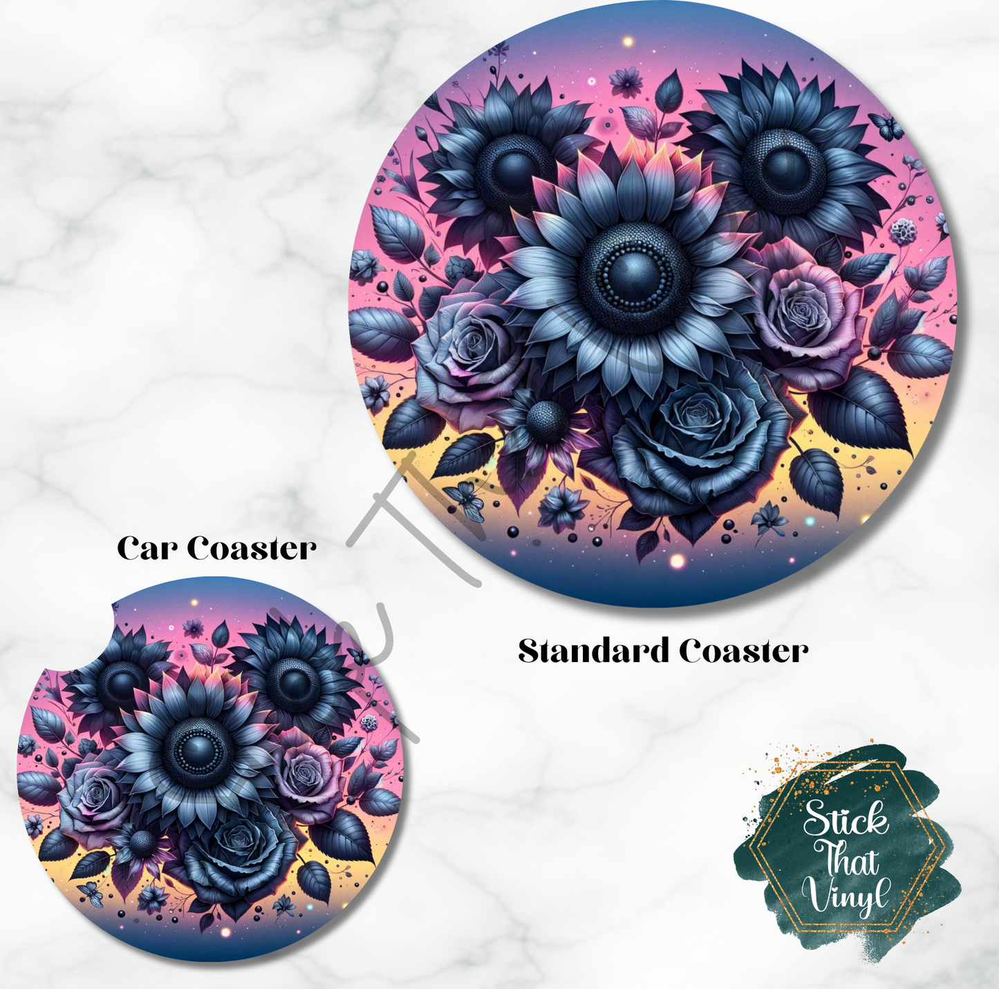 Purple Floral Coaster Sublimation Transfer