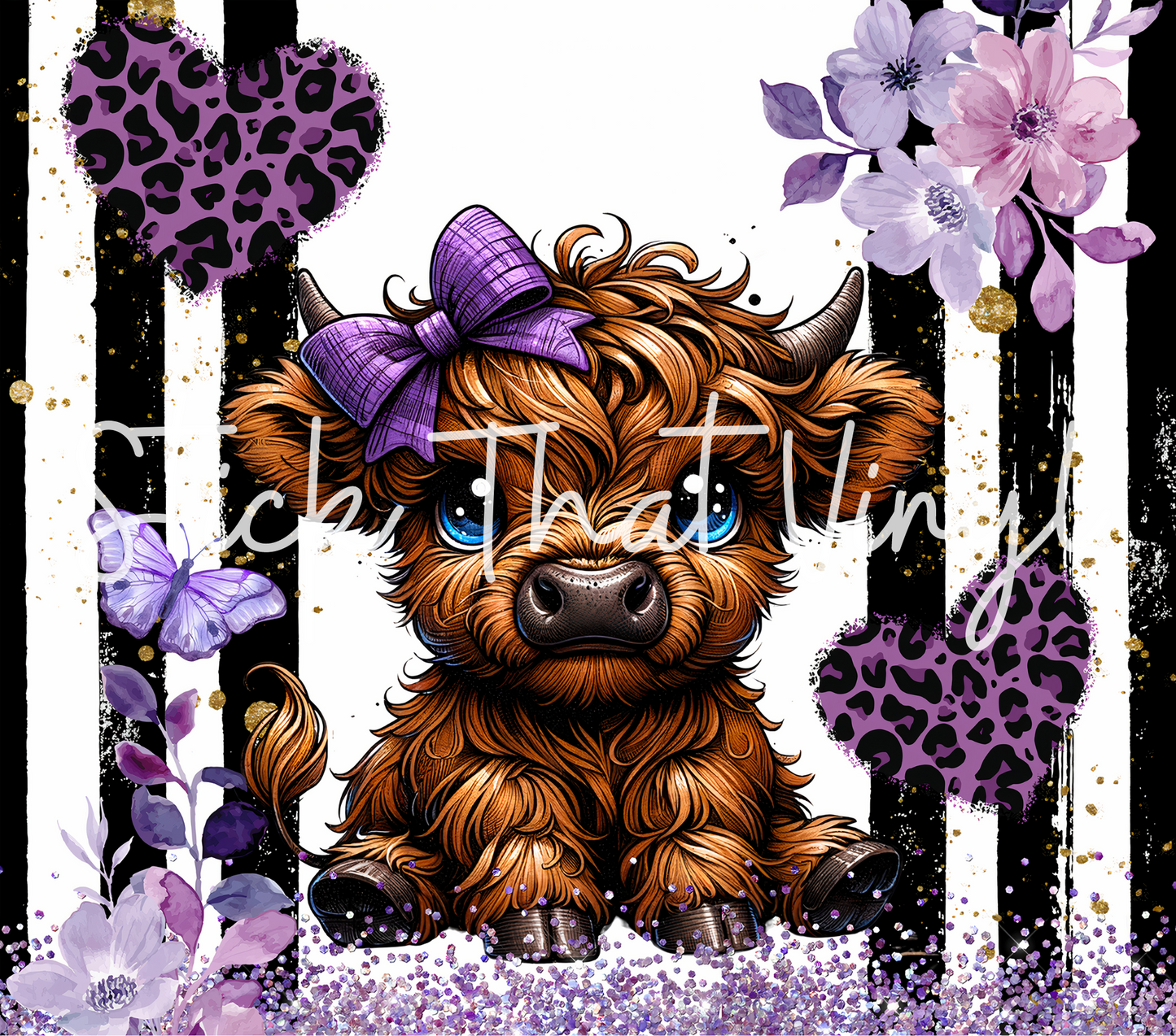 Purple Highland Cow 20oz Tumbler Sublimation Wrap