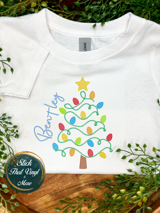 Personalised Star Christmas Tree Embroidery Shirt