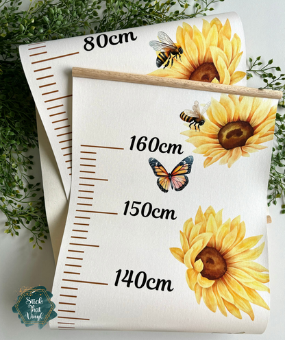 Sunflower and Bees Height Chart