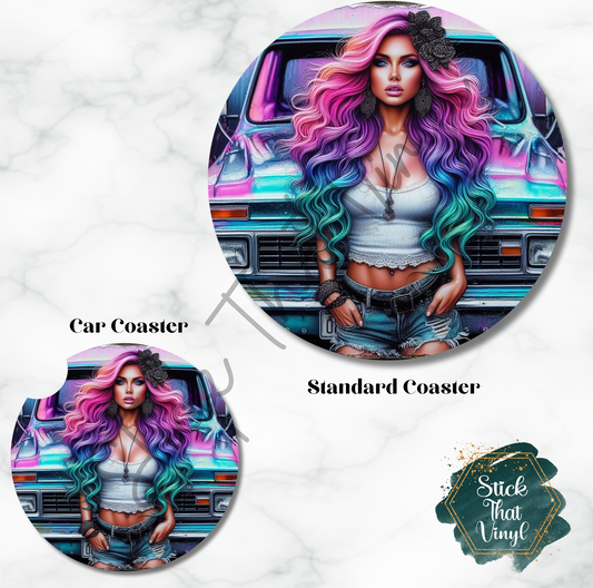 Truck Girl Design 3 Coaster Sublimation Transfer