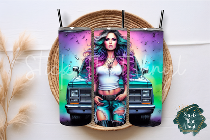 Old Truck Girl Design 2 20oz Tumbler Sublimation Wrap